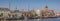 Panorama of sailing boats at the quay in Kampen