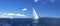 Panorama of sailing regatta. Luxury yachts. Nature.