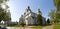 Panorama of Saint Sophia Cathedral in Kiev in a bright spring sunny summer morning