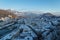 Panorama Salzburg with view on fortress and river in winter, Austria