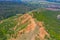 Panorama of sand pyramides and Bulgarian town Stob