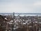Panorama Saratov. winter in the city, view of the bridge and the frozen Volga