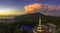 Panorama scenery sunset above pagoda in Patong