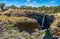 Panorama of scenic waterfall in Australian outback.
