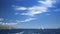 Panorama of the sea with group yacht sailing and beautiful blue sky. Nature.