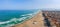 Panorama of sea shore near Perpignan, Languedoc-Roussillon, France, South Europe. Ancient town on Vermillion coast of French