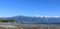 Panorama sea and snow capped mountains Kaikoura NZ