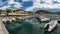 Panorama seafront and harbour at Port de Soller with yachts and boats
