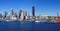 Panorama - Seattle waterfront skyline,with ferry and dockyard