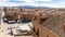 Panorama of Segovia, cityscape with narrow stone streets, restaurants, medieval architecture, Spain.