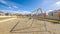 Panorama Set of A-frame kids swings in a residential park