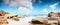 Panorama Seychelles lagoon sunlight beach sea horizontal background