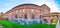 Panorama of Sforza\\\'s Castle with deep moat and Ponticella di Ludovico il Moro, Milan, Italy