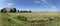 Panorama from sheeps on farmland