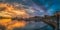 Panorama shot of colorful dusk at Victoria Harbor