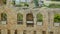 Panorama shot of facade detail at antique Odeon of Herodes Atticus in Athens