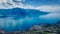 A panorama shot of Lake Geneva with Montreux and Clarens