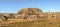 Panorama shot - rocky terrain at Isalo national park Madagscar, rock formation known as Lady Queen of Isalo also