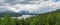 Panorama shot of Rondane national park and mountain peaks from Sohlbergsplassen viewpoint.