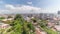 Panorama showing aerial view of city centre and the harbour of Durres timelapse from viewpoint, Albania.