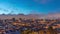 Panorama showing aerial view of downtown of Lisbon day to night transition timelapse, Portugal.