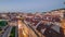 Panorama showing Alfama and Baixa districts of Lisbon aerial day to night timelapse, Portugal