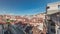 Panorama showing Alfama and Baixa districts of Lisbon aerial timelapse from anta Justa lift, Portugal