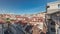 Panorama showing Alfama and Baixa districts of Lisbon aerial timelapse from anta Justa lift, Portugal