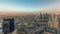 Panorama showing Dubai marina and JLT skyscrapers along Sheikh Zayed Road aerial timelapse.