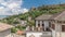 Panorama showing Gjirokastra city from the viewpoint with the fortress of the Ottoman castle of Gjirokaster timelapse.