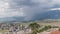 Panorama showing Gjirokastra city from the viewpoint with many typical hystoric houses of Gjirokaster timelapse.
