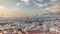 Panorama showing Lisbon famous aerial view from Miradouro da Senhora do Monte tourist viewpoint timelapse