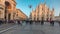 Panorama showing Milan Cathedral and Vittorio Emanuele gallery timelapse.