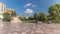 Panorama showing the Skanderbeg memorial and Ethem Bey mosque on the main square in Tirana timelapse, Albania