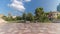 Panorama showing the Skanderbeg memorial and Ethem Bey mosque on the main square in Tirana timelapse, Albania