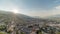 Panorama showing sunset over Gjirokastra city from the viewpoint of the fortress of the Ottoman castle of Gjirokaster