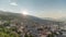 Panorama showing sunset over Gjirokastra city from the viewpoint of the fortress of the Ottoman castle of Gjirokaster