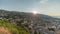 Panorama showing sunset over Gjirokastra city from the viewpoint of the fortress of the Ottoman castle of Gjirokaster