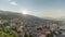 Panorama showing sunset over Gjirokastra city from the viewpoint of the fortress of the Ottoman castle of Gjirokaster