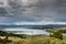 Panorama shows end of Dornoch Firth, Scotland.