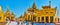 Panorama of Shwedagon Pagoda with its shrines, Yangon, Myanmar