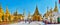 Panorama of Shwedagon Zedi Daw with ornate image house, Yangon,