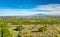 Panorama of Sicily with Mount Etna and Scordia town. Italy