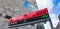 Panorama of the sign at the entrance of the underground parking of the Forum in Groningen