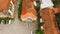 Panorama of Signagi theater, tourists walking on the main square in old town