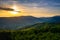 Panorama of the Silesian Beskids from Rownica peak at sunrise. Poland