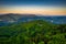 Panorama of the Silesian Beskids from Rownica peak at sunrise. Poland