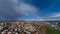 Panorama of siska district in Ljubljana, Slovenia accompanied by beautiful rainbow spanning over the horison over the Smarna Gora