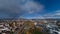 Panorama of siska district in Ljubljana, Slovenia accompanied by beautiful rainbow spanning over the horison over the Smarna Gora