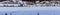 Panorama of Skating tour on ice of Weissensee in Austria